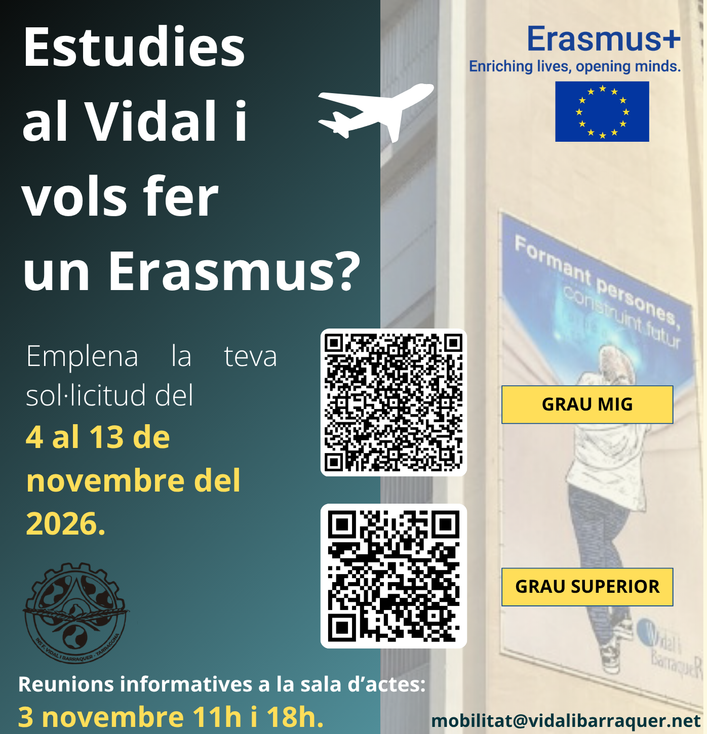 Nova convocatòria beques Erasmus +